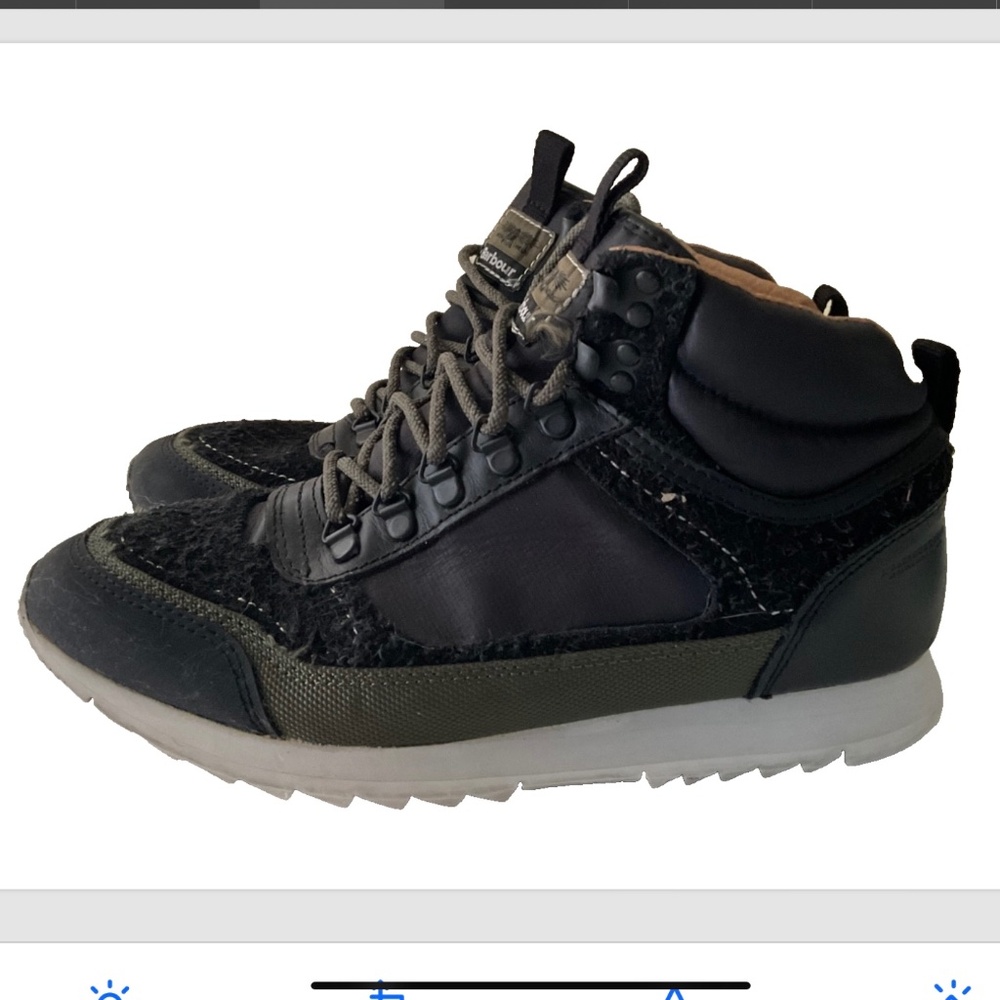 BARBOUR Men's Chukka Boots Black Olive Green Hiking Shoes Men US 9.5
